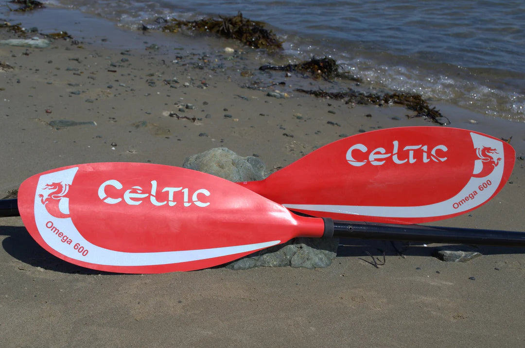 Omega Nylon Sea Touring Paddle - 2 Piece - Straight Carbon shaft - Nylon Leverlok